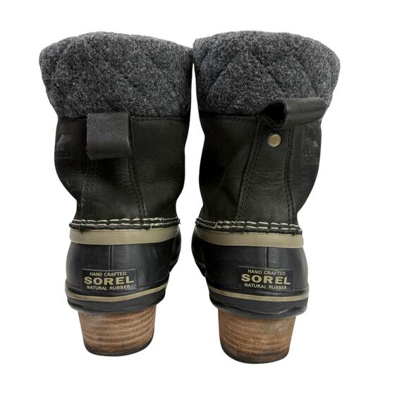 Sorel Slimpack II Lace Winter Duck Boots Black Leather‎ Rubber Womens Size 7.5 - Picture 5 of 11